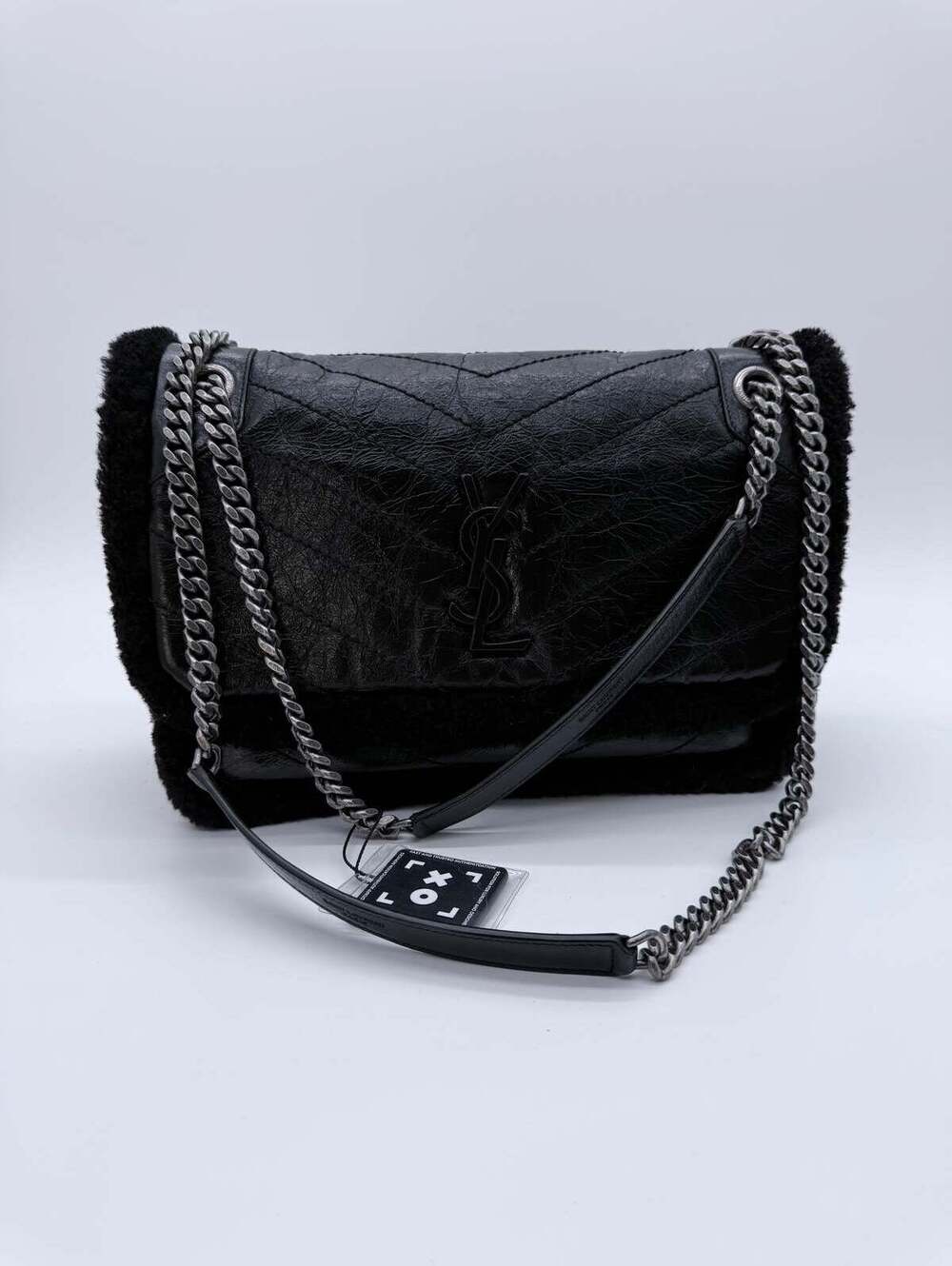 Medium Niki YSL Monogram Shearling And Leather Chain Bag